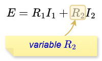 Équation et variables